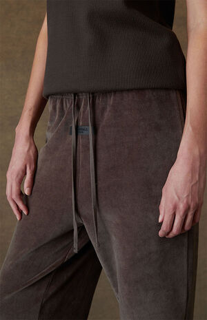 Women's Off Black Velour Sweatpants image number 5