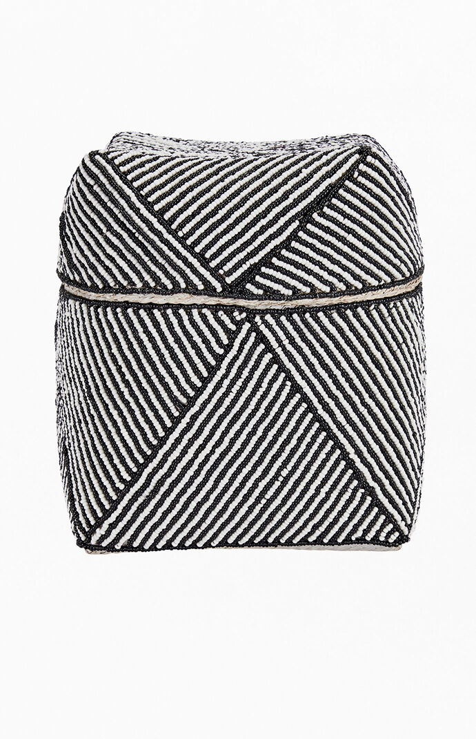 Medium Striped Beaded Basket
