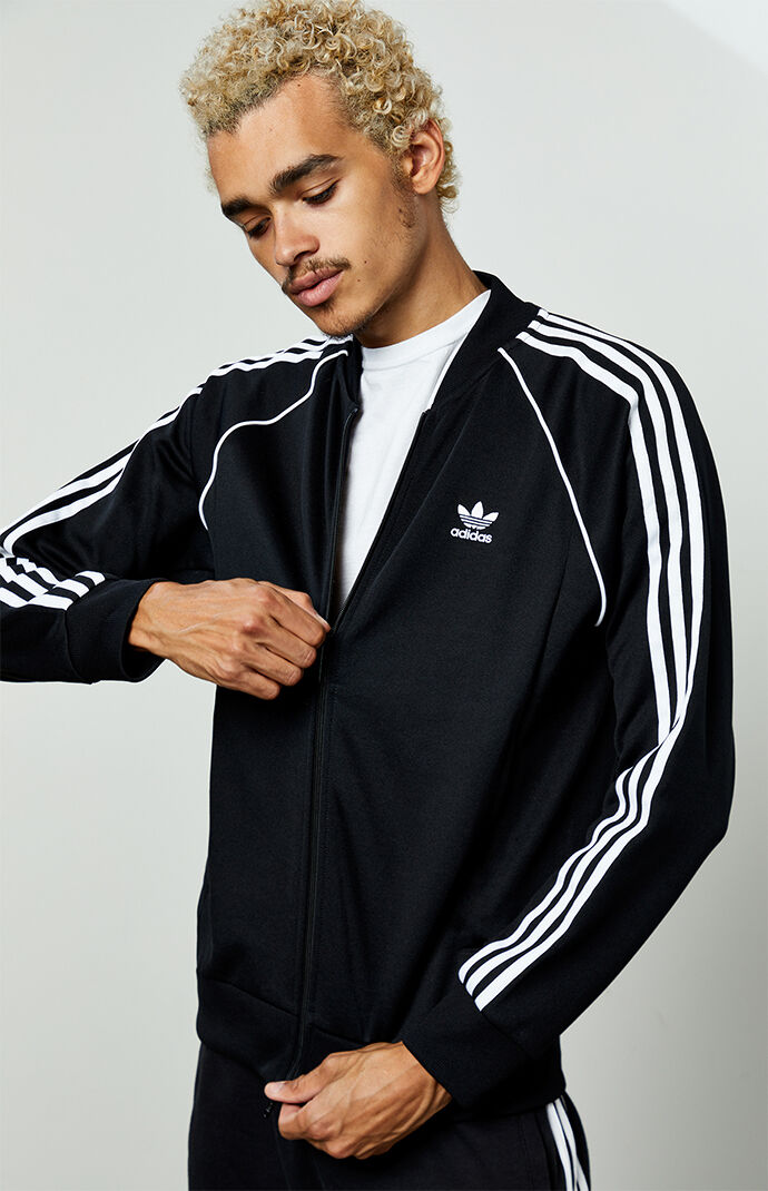 adidas track jacket white and black