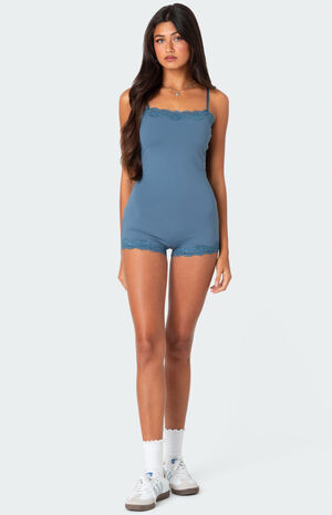 Mandi Lace Trim Romper image number 1