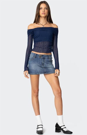 Drawstring Fold Over Sheer Top image number 4