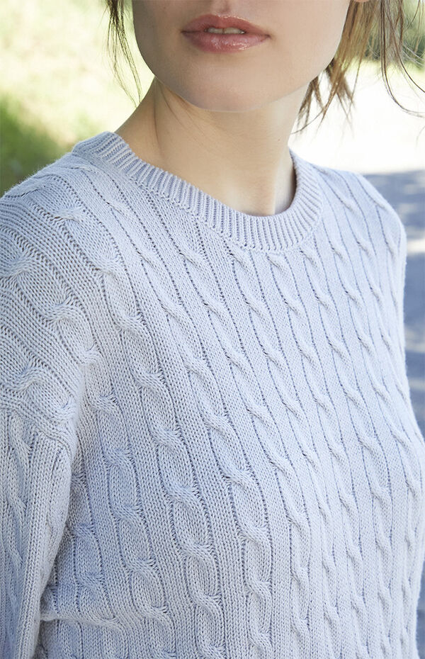 Light Blue Brianna Cable Knit Sweater