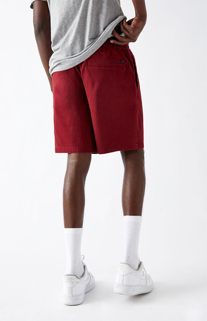 Twill Burgundy Drawstring Shorts