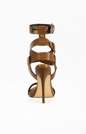 Women's Kandinsky Cognac Snake Stiletto Sandals image number 3