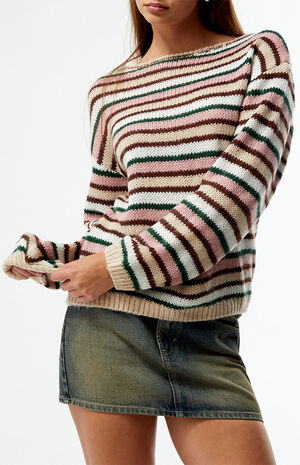 Boat Neck Striped Sweater image number 2