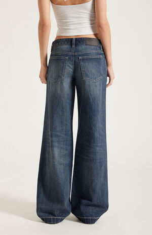 Casey Low Rise Baggy Jeans Contrast Stitch Dark Blue image number 4