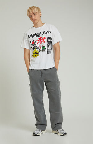 Charcoal Kyler Fleece Baggy Cargo Sweatpants image number 1