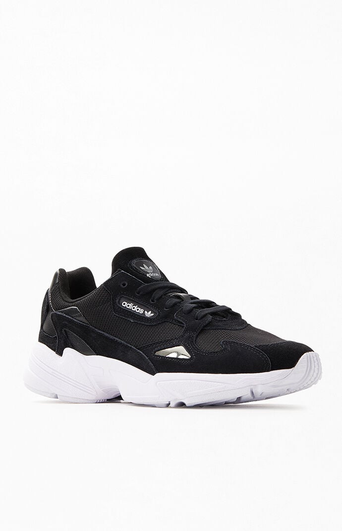 adidas women's black & white falcon sneakers