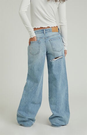 Casey Low Rise Baggy Jeans Butt Slit Light Indigo image number 5