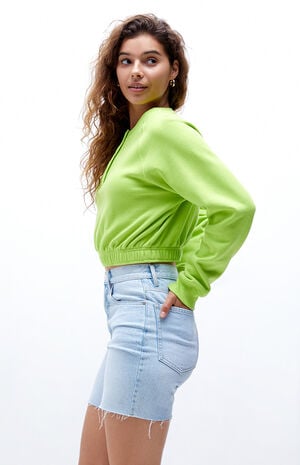 Cropped Cinched Henley Sweatshirt image number 3