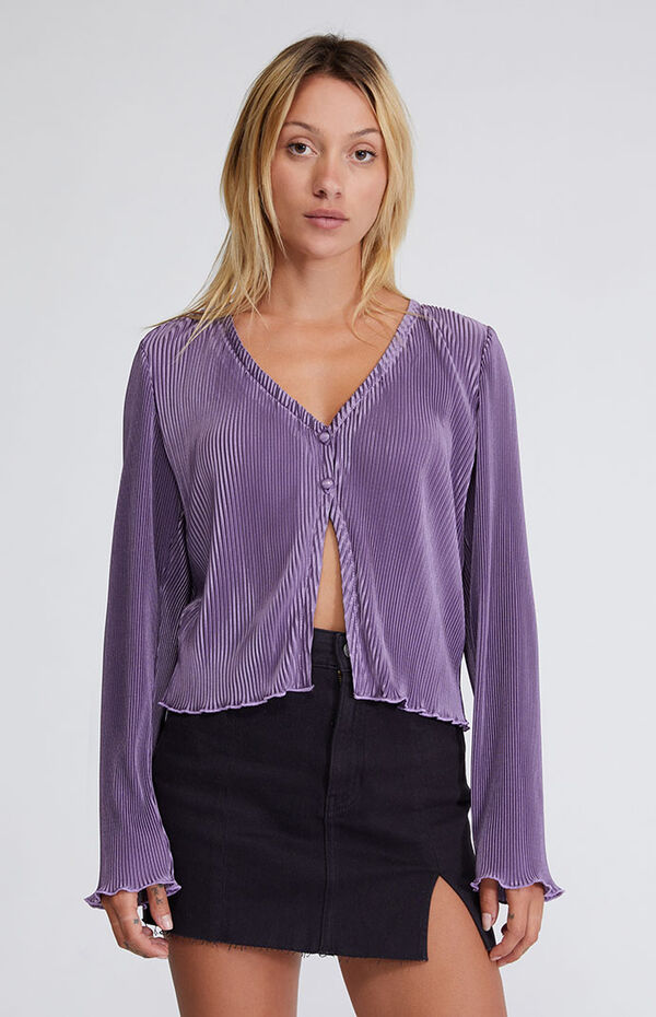 Button Front Long Sleeve Top