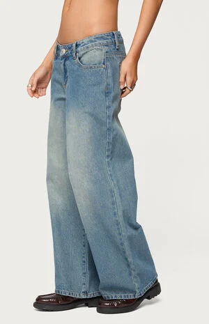 Petite Magda Low Rise Acid Wash Jeans image number 2