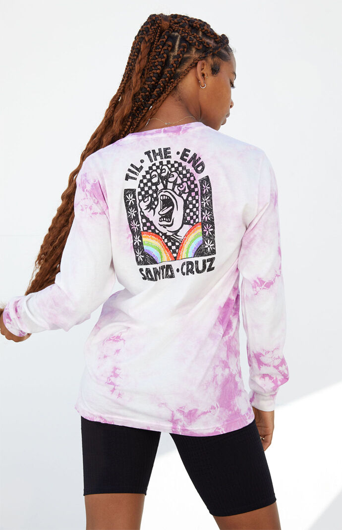Tie-Dyed Hand Mural Long Sleeve Boyfriend T-Shirt