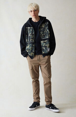 Brown Performance Athletic Slim Cargo Pants image number 2