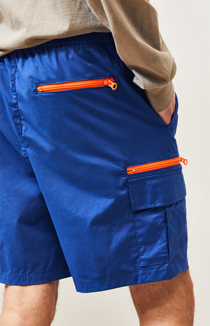 Blue Nylon Cargo Shorts
