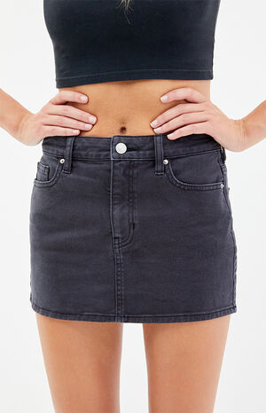 Bella Black Denim Mini Skirt image number 2