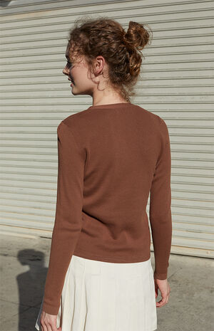 Brown Button Front Cardigan image number 3