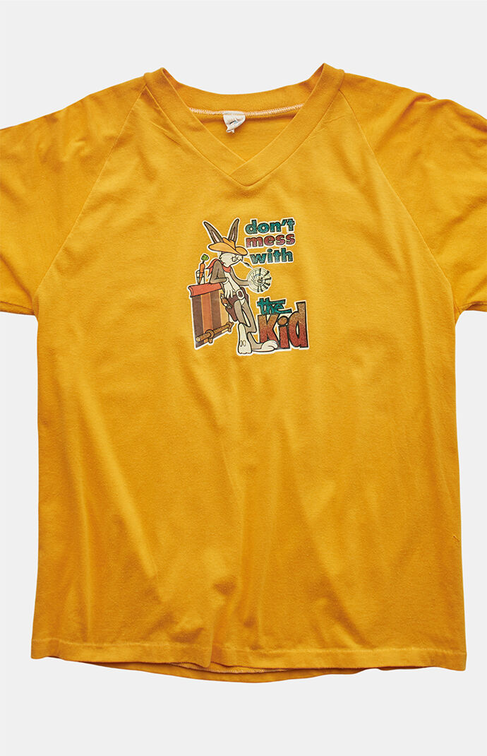 PS VINTAGE 80s Don't Mess With the Kid V-neck Graphic T-Shirt