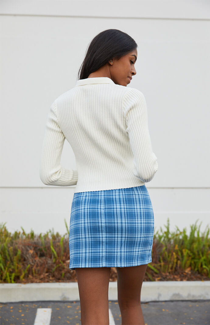 Blue plaid skirt pacsun store