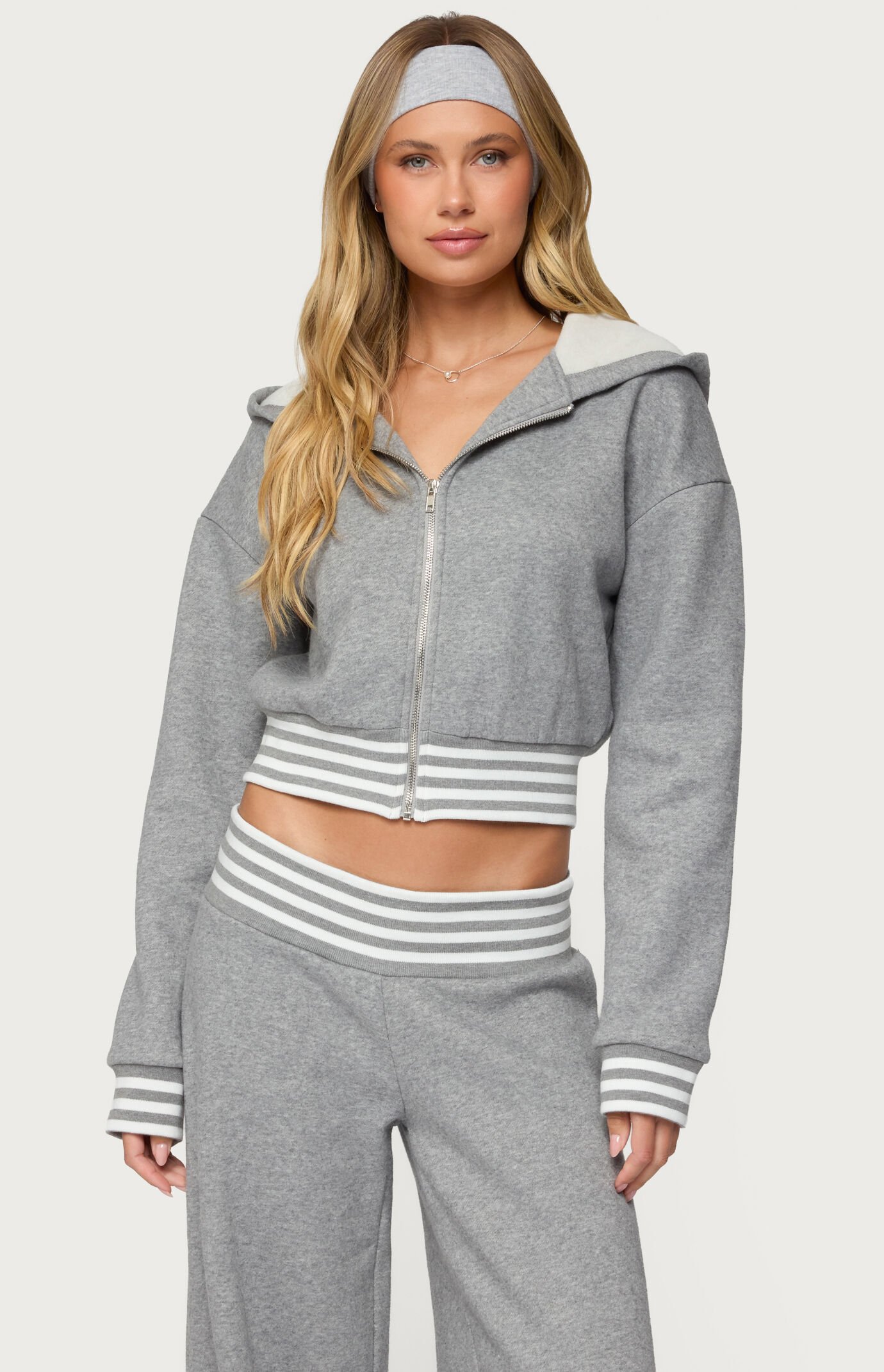 Edikted Eloura Stripey Zip Up Hoodie