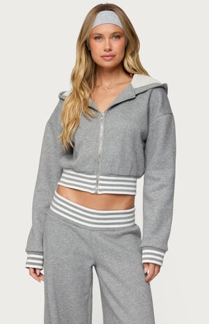 Eloura Stripey Zip Up Hoodie image number 1