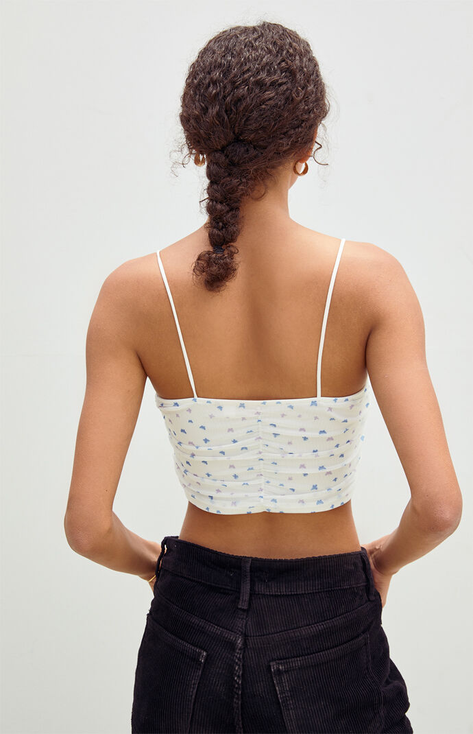 Mesh Gathered Cami Tank Top