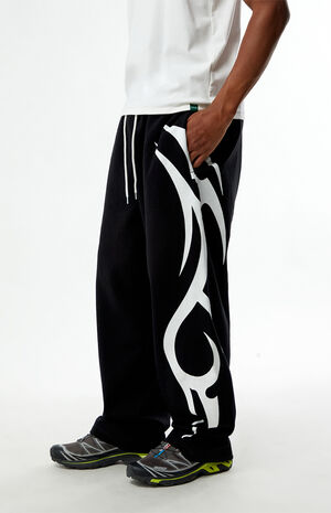 Black Tribal Fleece Baggy Sweatpants image number 3