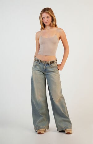 Sloane Low Rise Ultra Baggy Jeans Light Indigo Tinted