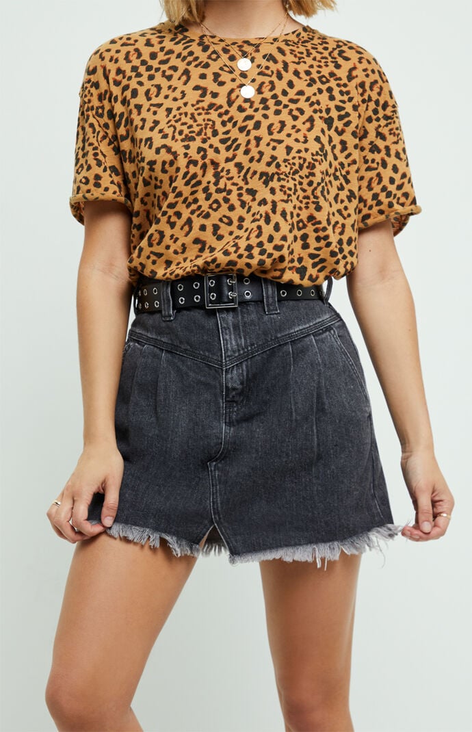 free people black denim skirt