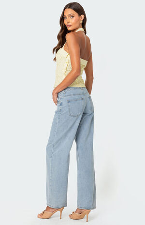 Side Button Eyelet Halter Top image number 2