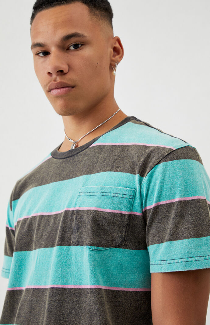 Wash Striped Pocket T-Shirt
