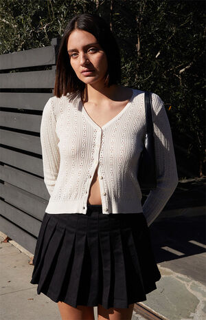 Cream Shannon Pointelle Cardigan image number 2