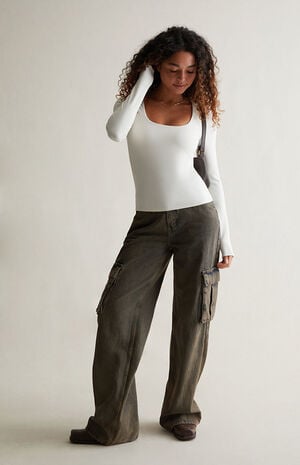 Breathe Scooped Out Fitted Long Sleeve Top image number 1