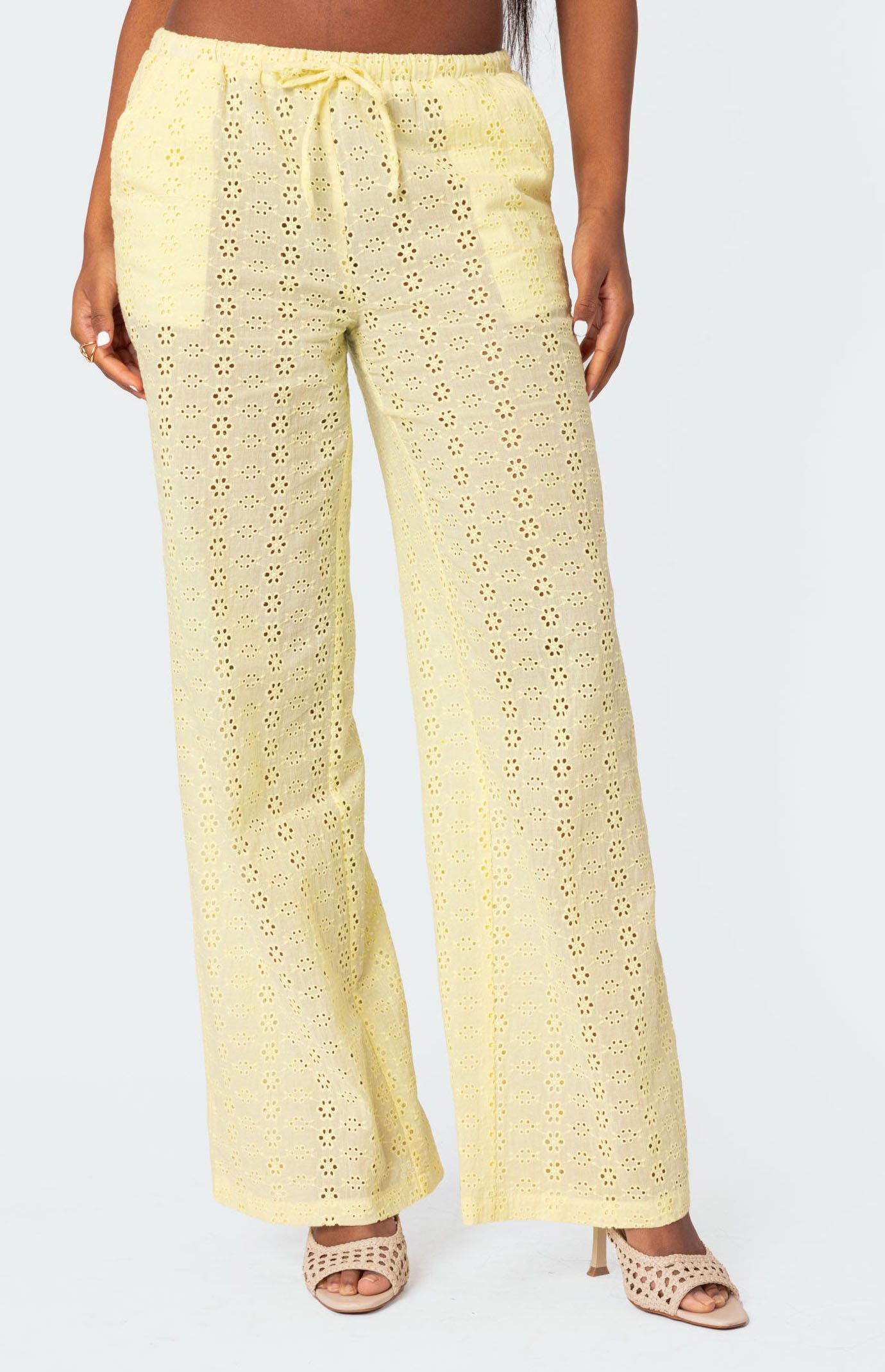 Edikted Lemon Lacey Cotton Pants | PacSun