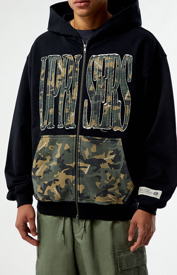 UPRISERS Black Camo Full Zip Hoodie | Pacsun