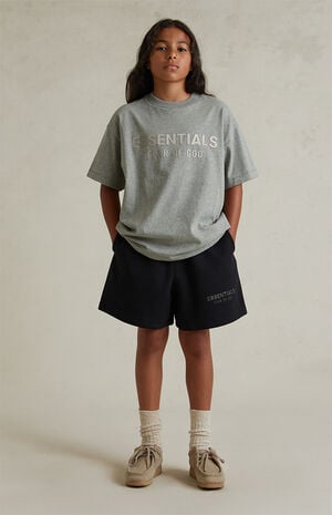 Kids Jet Black Fleece Soccer Sweat Shorts image number 2