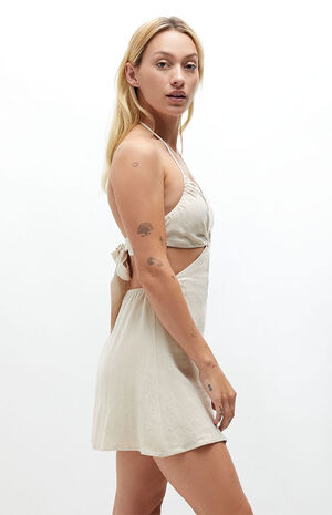 O-Ring Linen Halter Mini Dress image number 2