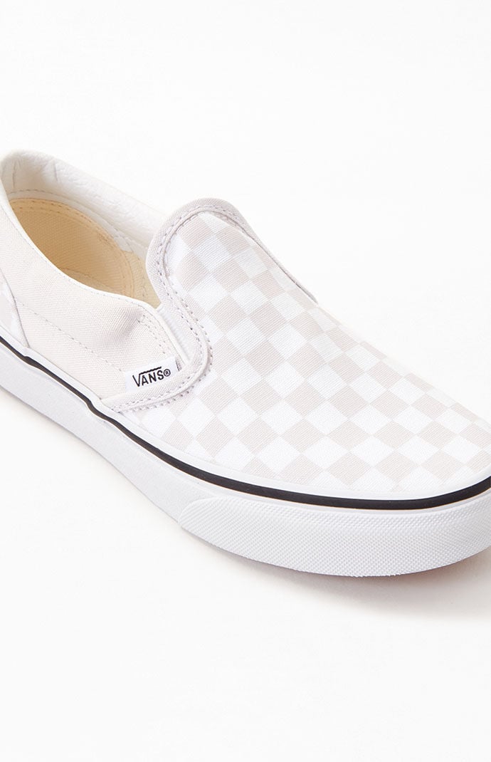 Vans Kids White Light Pink Checker Classic Slip On Shoes PacSun