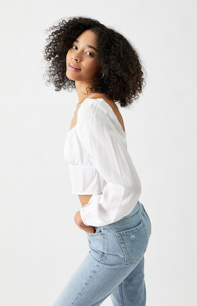 Long Sleeve Shirred Bodice Top
