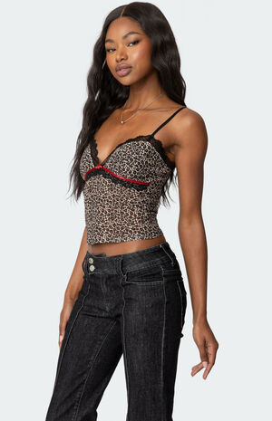 Lacey Leopard Mesh Tank Top image number 3