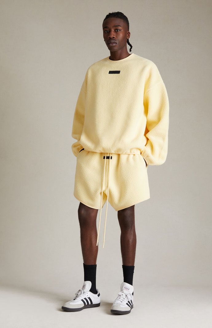 Fear of God ESSENTIALS Garden Yellow Polar Fleece Crew Neck Sweatshirt