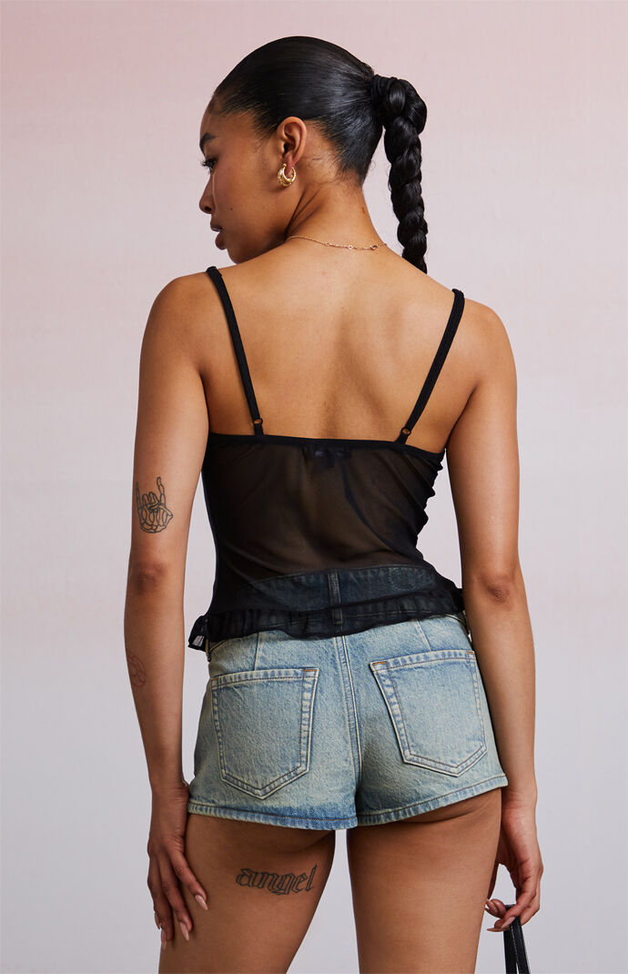 人気の Third Charm Kiki Mesh Sweetheart Ruffle Tank Top | PacSun トップス