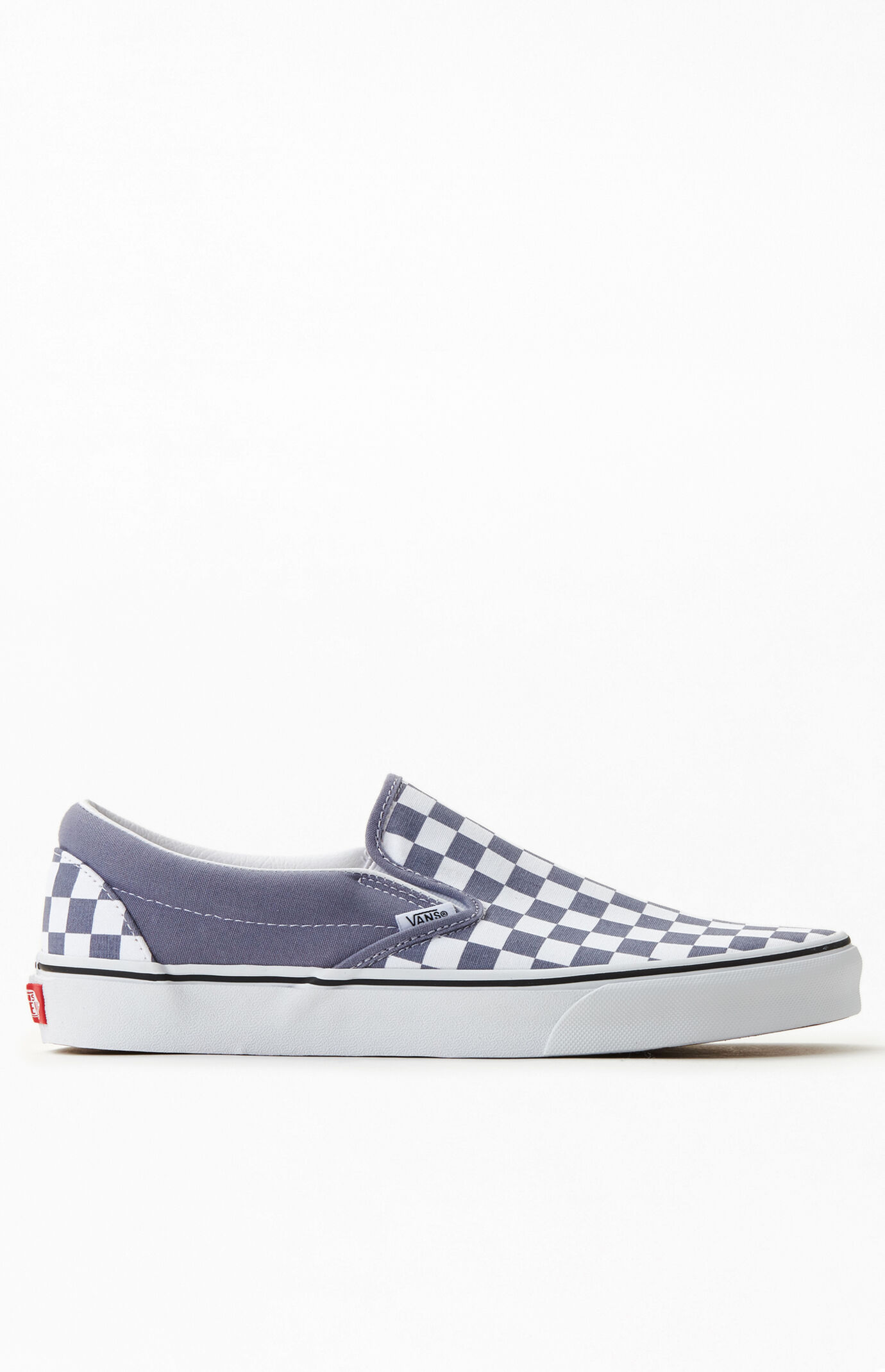 blue checkerboard slip on vans