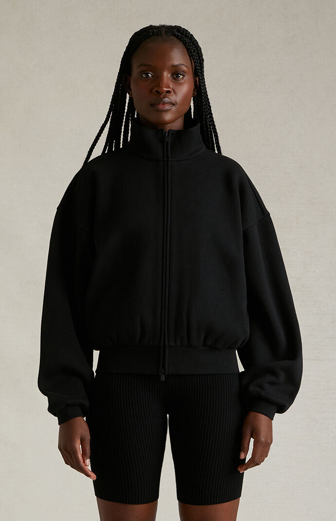 【FOG Essentials】 Women's Black Zip Up Jacket Fear of God Essentials Women's Black Zip Up Jacket | PacSun