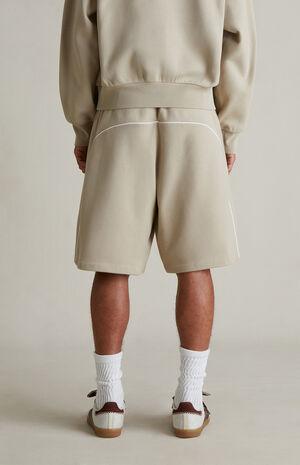 Timber & Cloud White Basketball Fleece Sweat Shorts image number 6