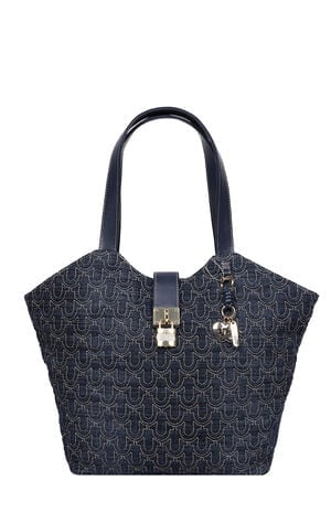 Dark Denim Horseshoe Charm Tote Bag image number 1