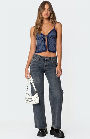 Backless Satin Effect Polka Dot Top image number 2