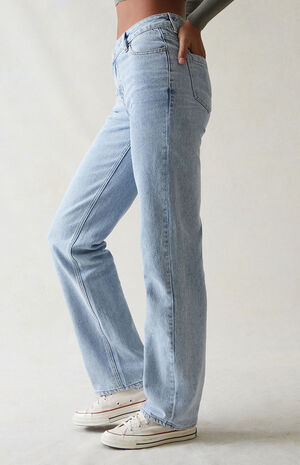 Light Indigo Asymmetrical '90s Boyfriend Jeans image number 3