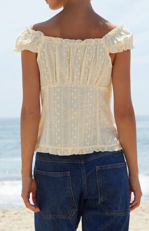 Yellow Eyelet Elena Top image number 4