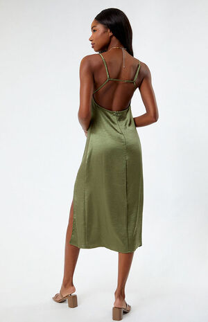 Satin Bustier Midi Dress image number 4